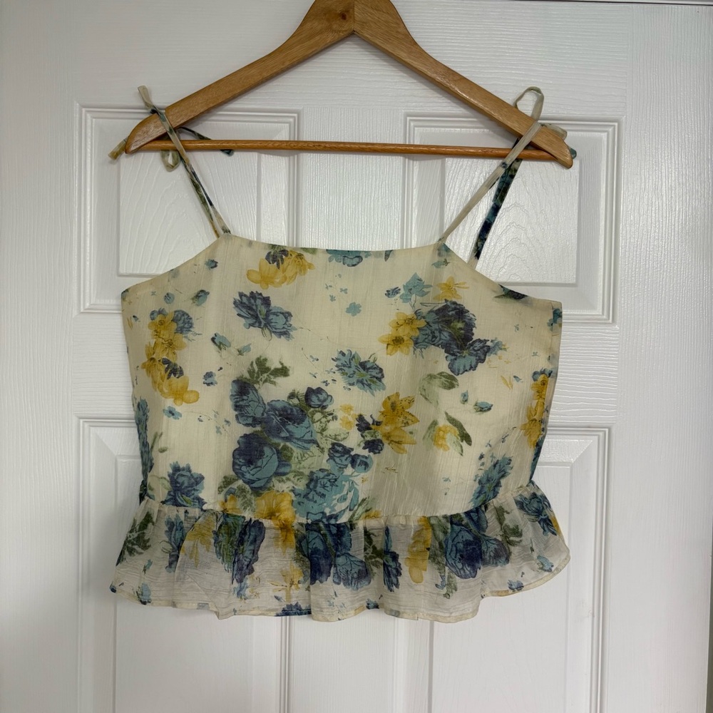 Conrado City To Beach Cream‎ Floral Deadstock Fabric Tank Top Size Small